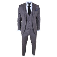 IM44 - Men's Pinstripe 3 Piece Grey Suit Shelby Style