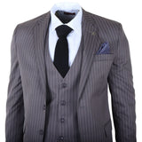 IM44 - Men's Pinstripe 3 Piece Grey Suit Shelby Style