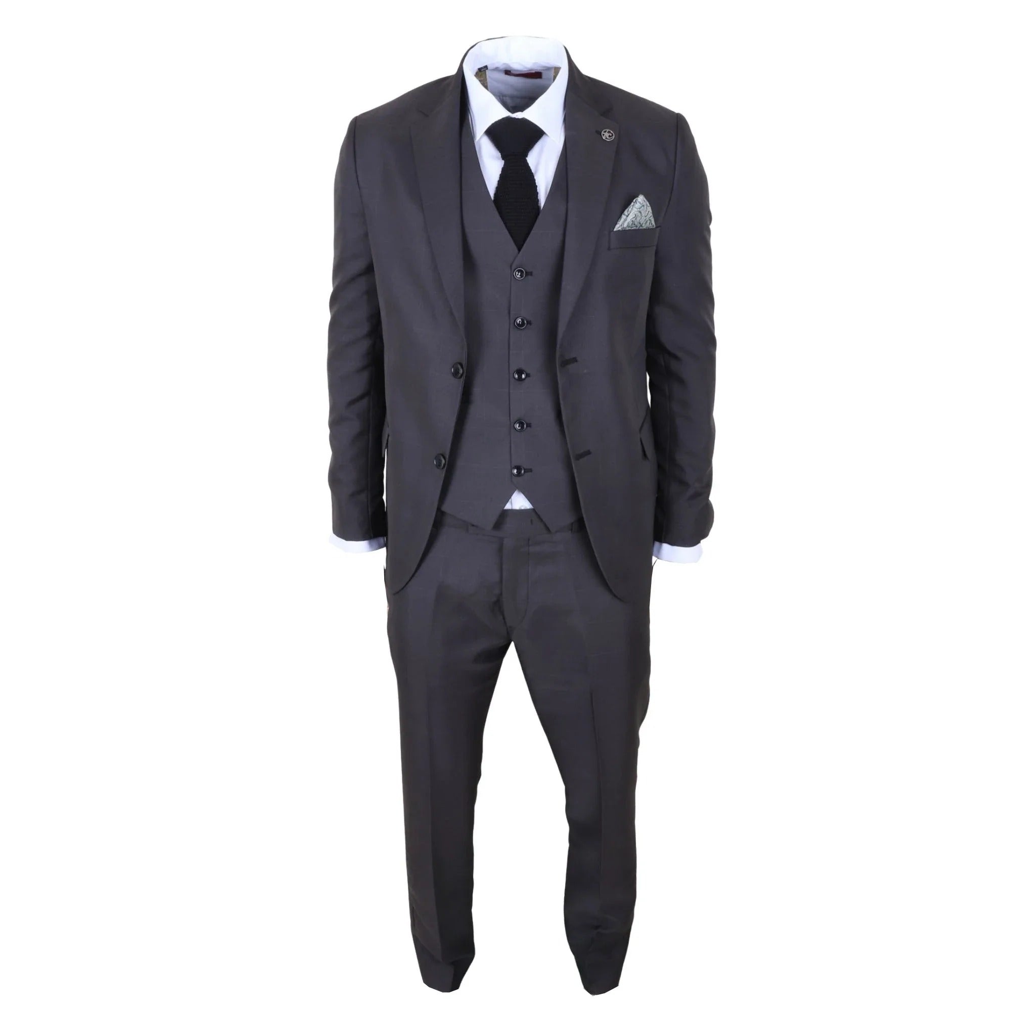 IM51 - Men's Charcoal Check 3 Piece Tailored Fit Suit