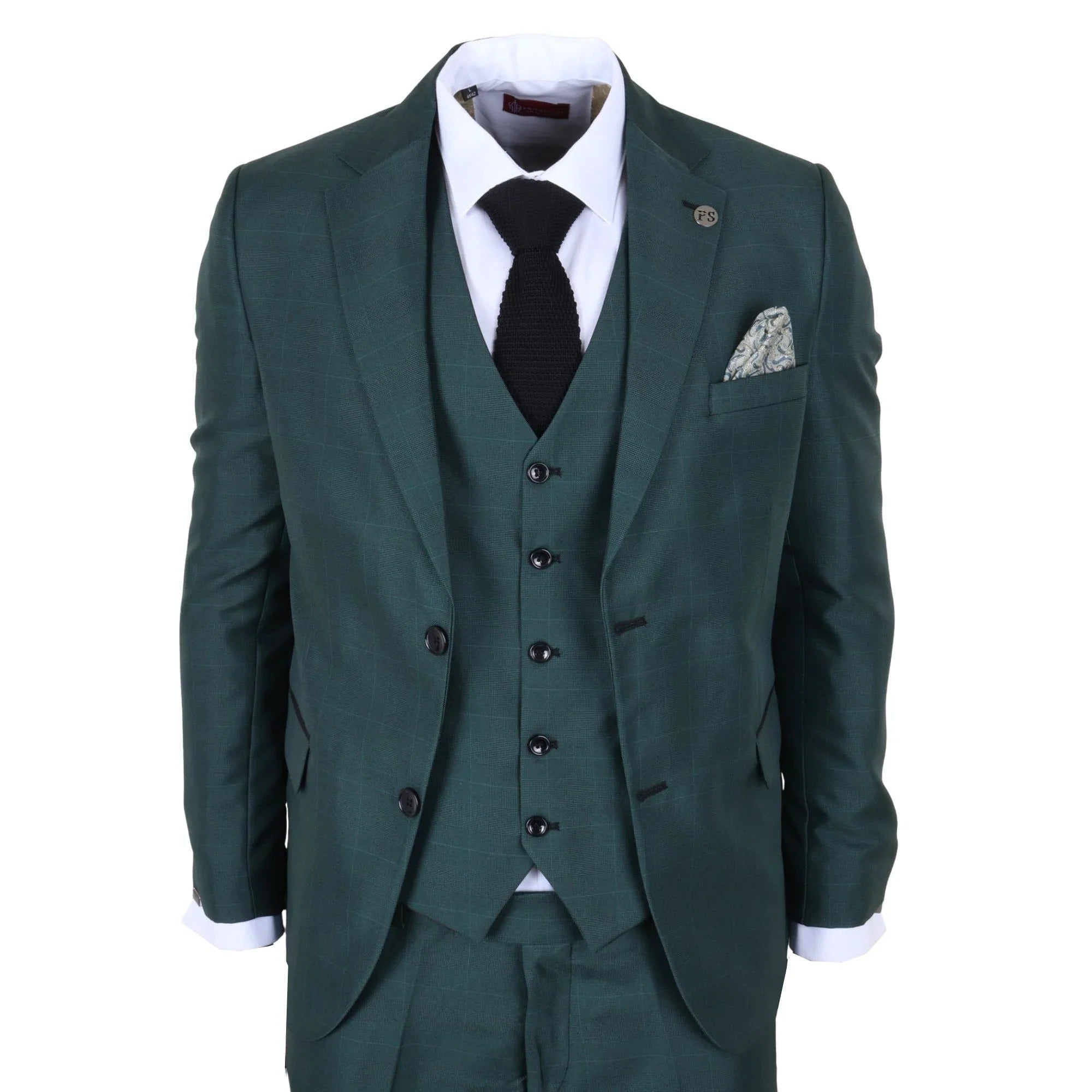 IM52 - Men's Green Check 3 Piece Tailored Fit Suit