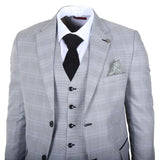 IM53 - Men's Grey Check 3 Piece Tailored Fit Suit