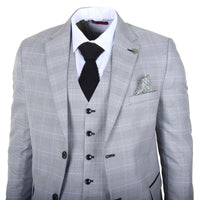 IM53 - Men's Grey Check 3 Piece Tailored Fit Suit