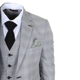 IM53 - Men's Grey Check 3 Piece Tailored Fit Suit