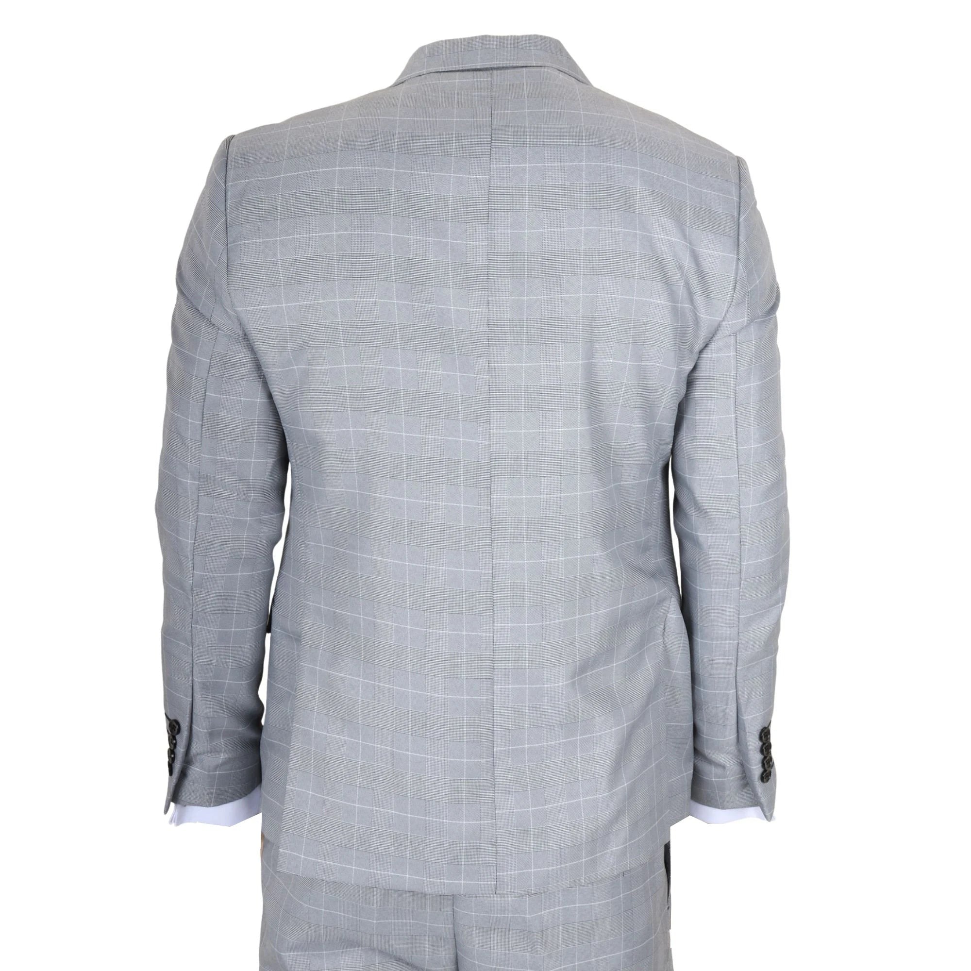 IM53 - Men's Grey Check 3 Piece Tailored Fit Suit