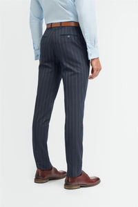 Invincible - Men's Navy Blue Pinstripe Trousers