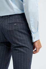 Invincible - Men's Navy Blue Pinstripe Trousers