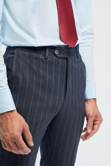 Invincible - Men's Navy Blue Pinstripe Trousers