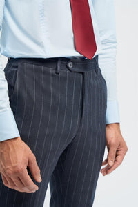Invincible - Men's Navy Blue Pinstripe Trousers
