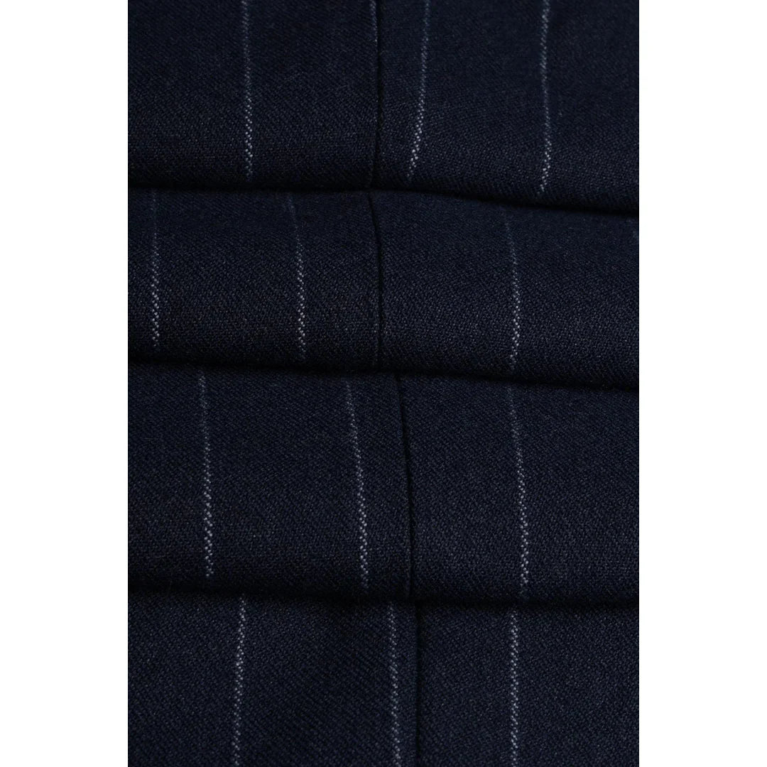 Invincible - Men's Navy Blue Pinstripe Waistcoat