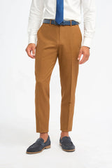 James - Men's Camel Brown 3 Piece Wool Tailored Fit Suit