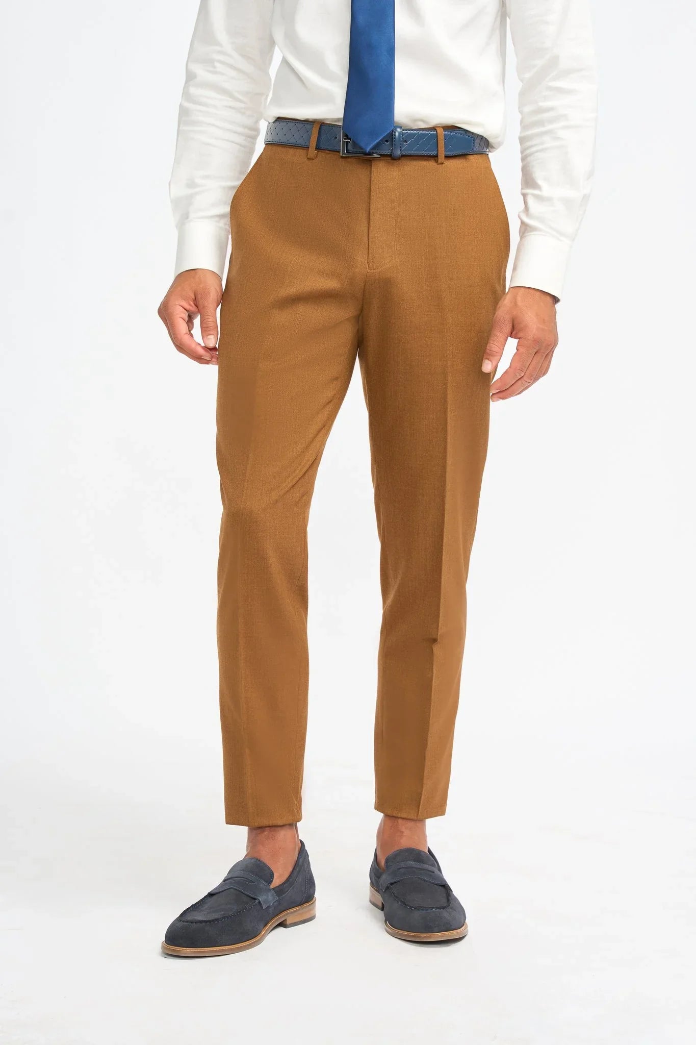 James - Men's Camel Brown 3 Piece Wool Tailored Fit Suit