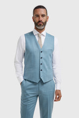 James - Men's Light Blue 3 Piece Textured Suit