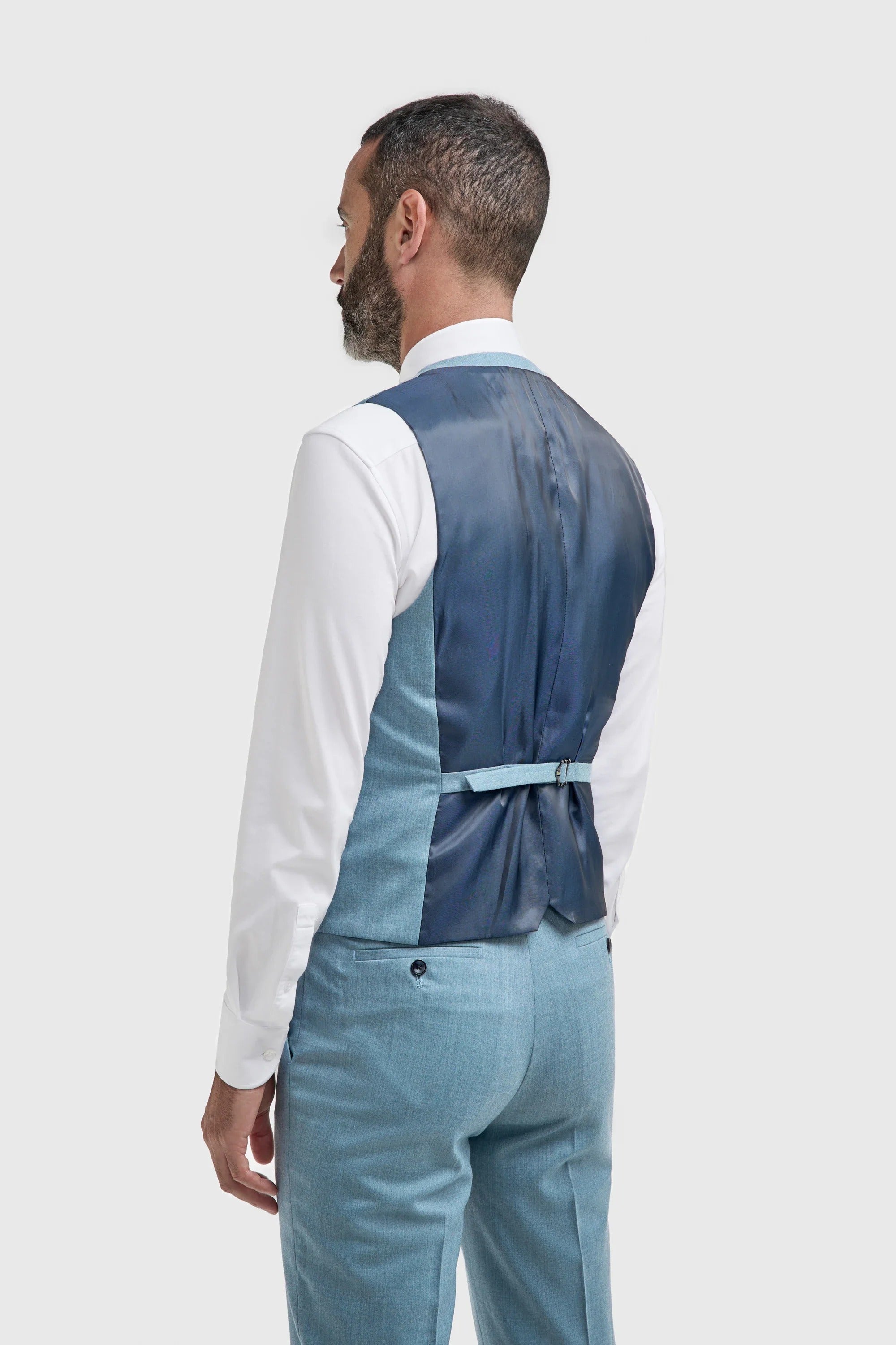 James - Men's Light Blue 3 Piece Textured Suit