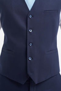 James - Men's Navy Blue Wool Waistcoat