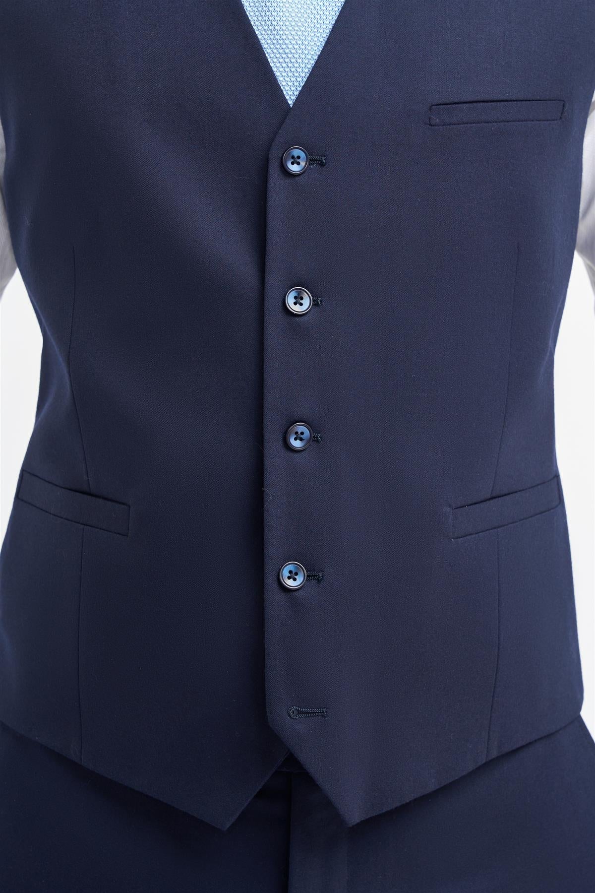 James - Men's Navy Blue Wool Waistcoat