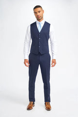 James - Men's Navy Blue Wool Waistcoat