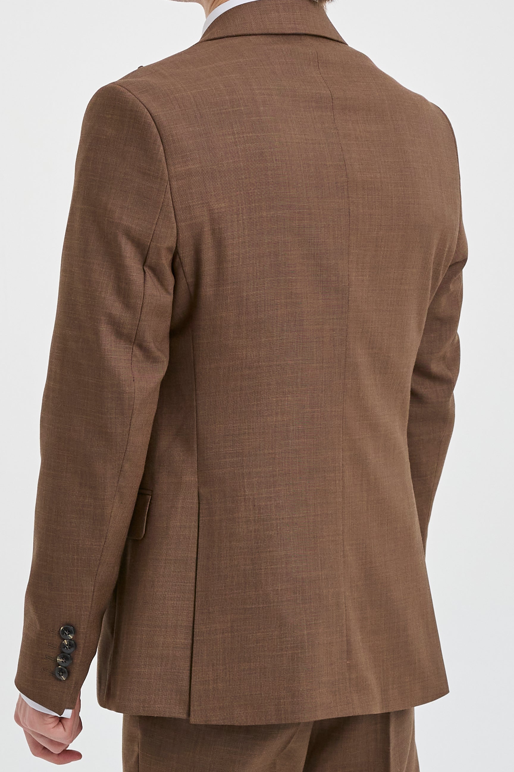James Men's 3-Piece Plain Brown Suit with Classic Fit