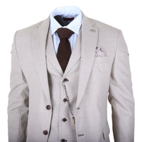 James - Men's 3 Piece Cream Tailored Fit Suit