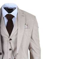 James - Men's 3 Piece Cream Tailored Fit Suit