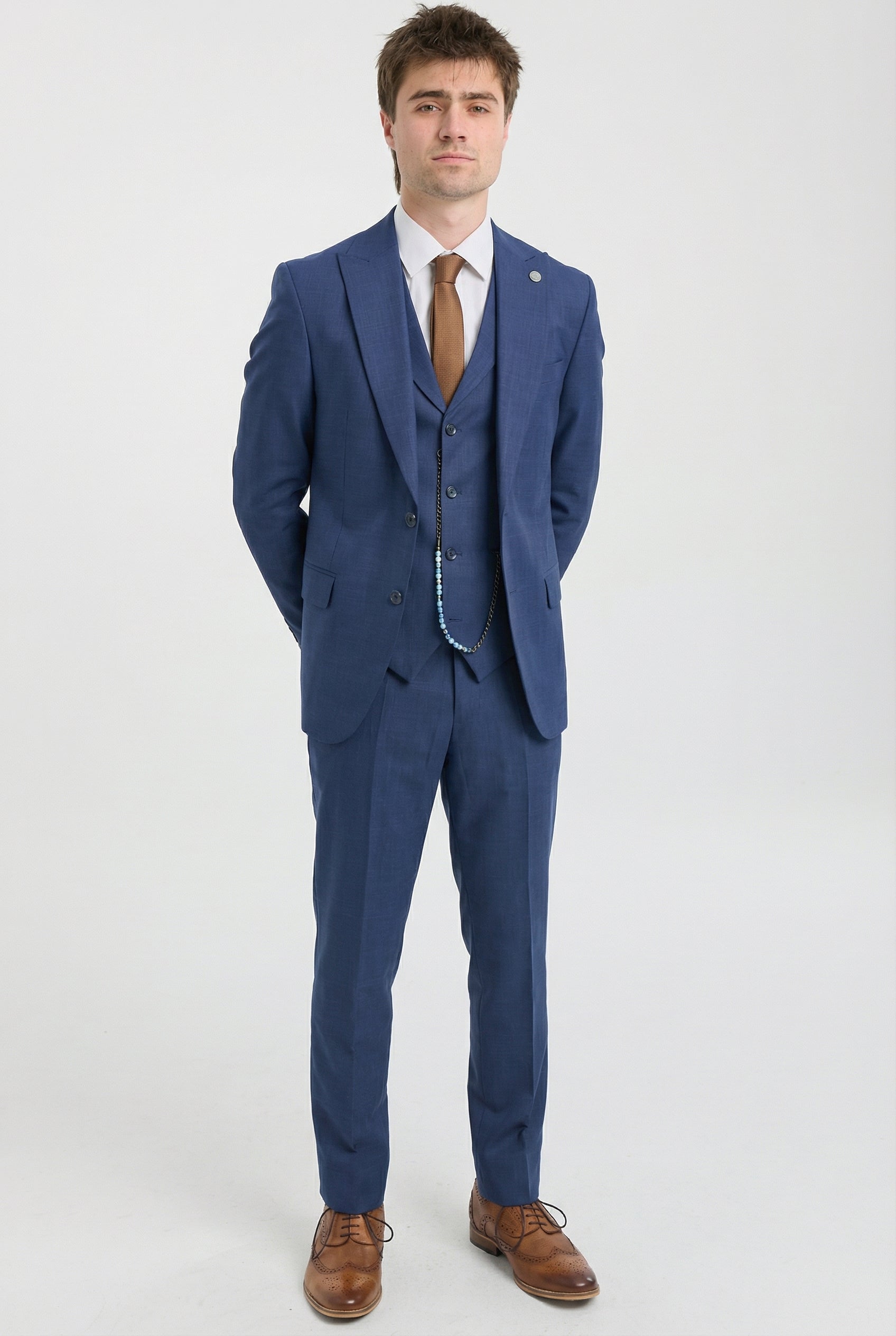 James Men's 3-Piece Navy Blue Tailored Fit Suit: Buy Online