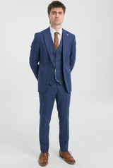 James Men's 3-Piece Navy Blue Tailored Fit Suit