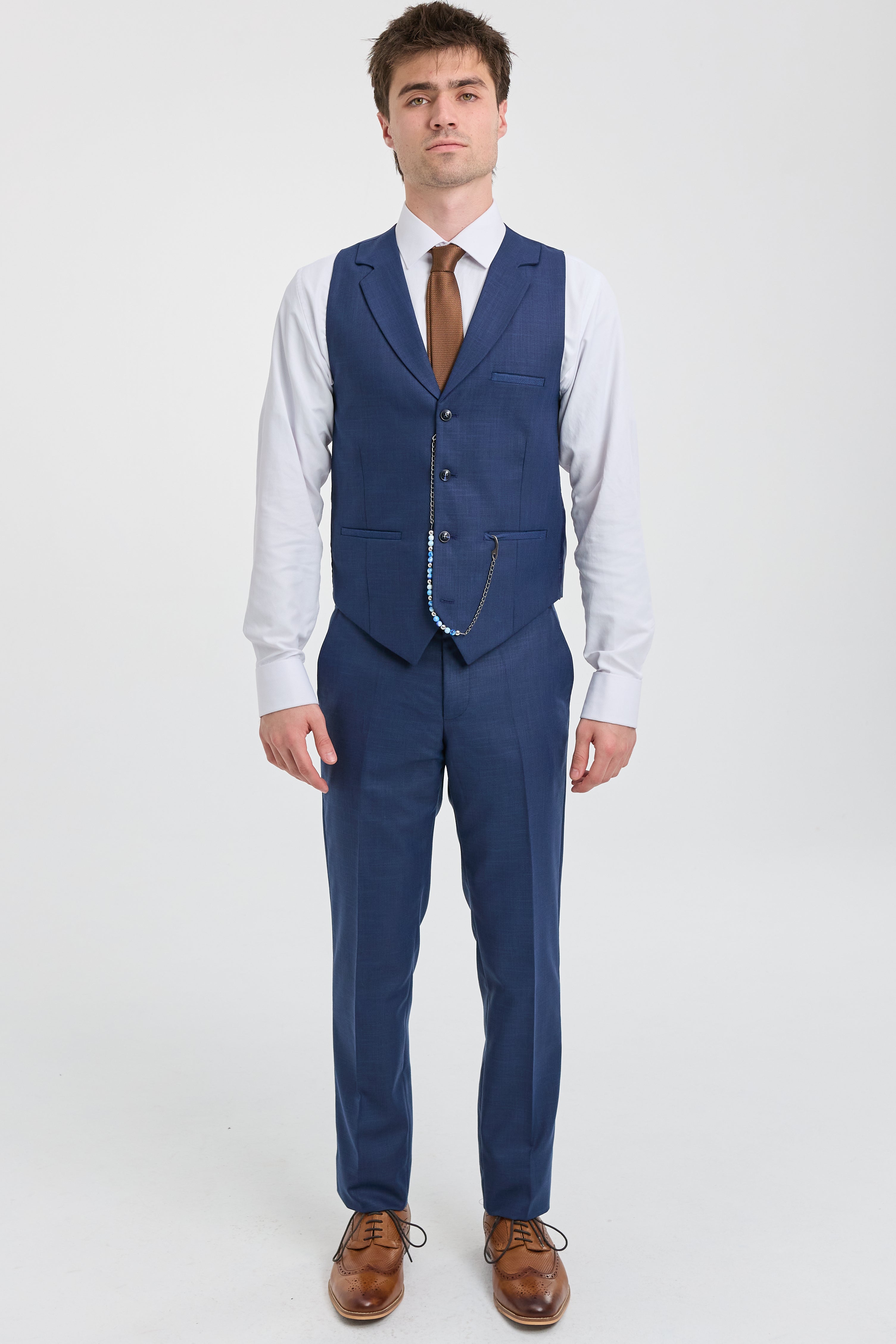 James Men's 3-Piece Navy Blue Tailored Fit Suit: Buy Online