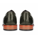 Jett - Men's Dark Green Cross-Stitch Toe Cap Oxford Shoes