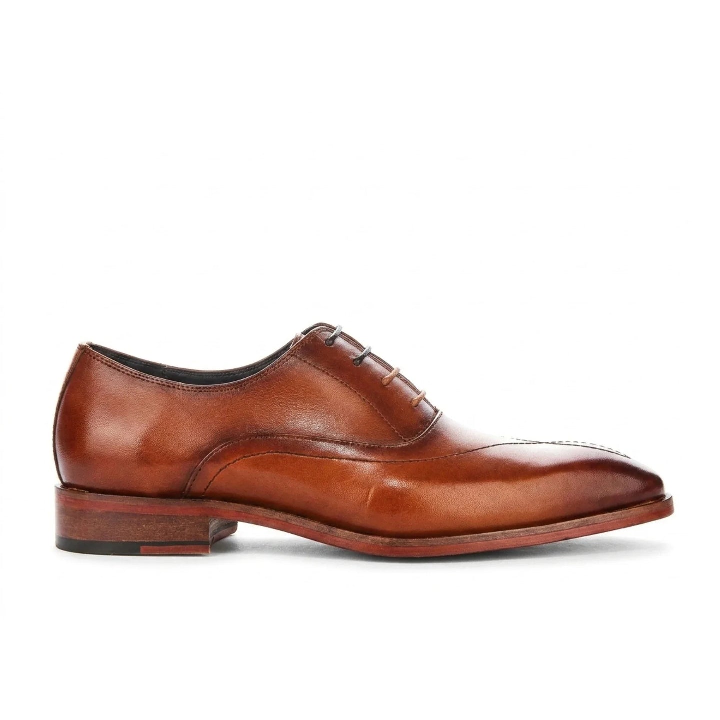 Jett - Men's Tan Cross-Stitch Toe Cap Oxford Shoes