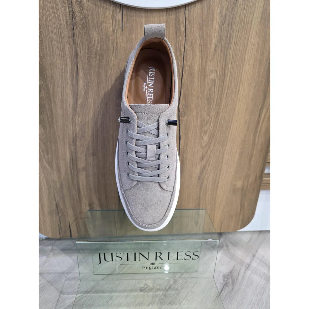Josh - Men's Grey Suede Leather Trainers