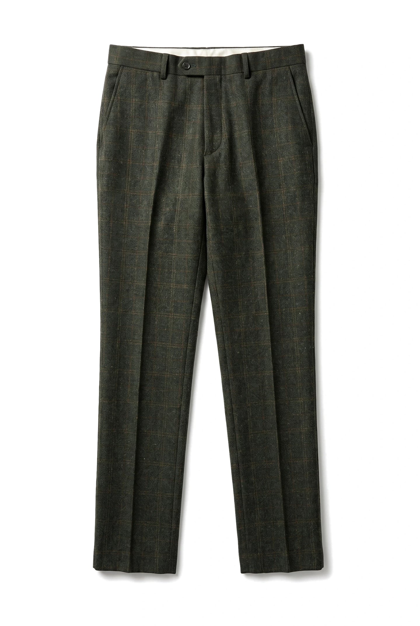 Joshua - Men's Green Tweed Check Trousers
