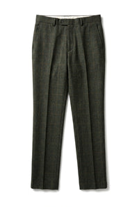Joshua - Men's Green Tweed Check Trousers