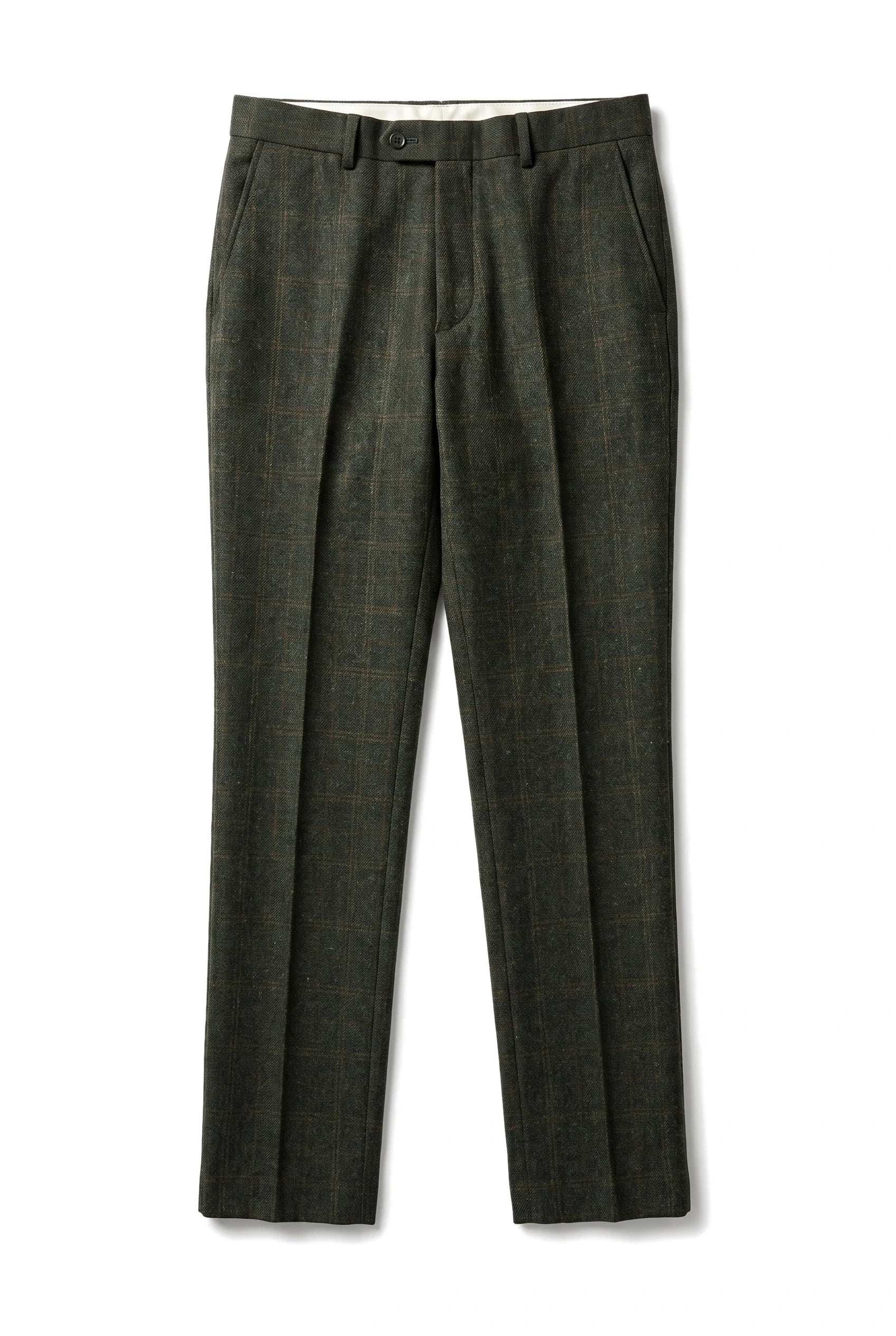 Joshua - Men's Green Tweed Check Trousers
