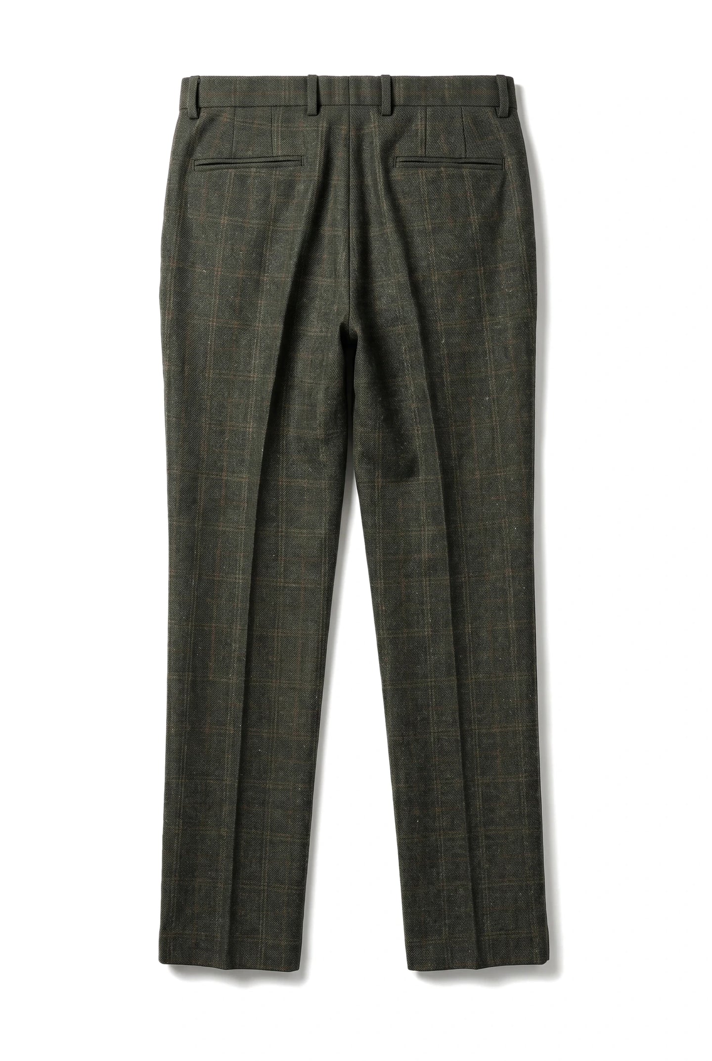 Joshua - Men's Green Tweed Check Trousers