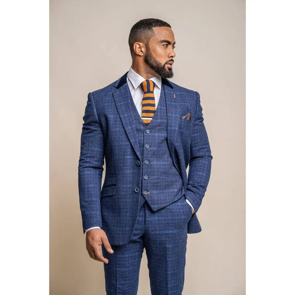 Kaiser - Men's Tweed Check Blue Blazer: Buy Online - Happy Gentleman