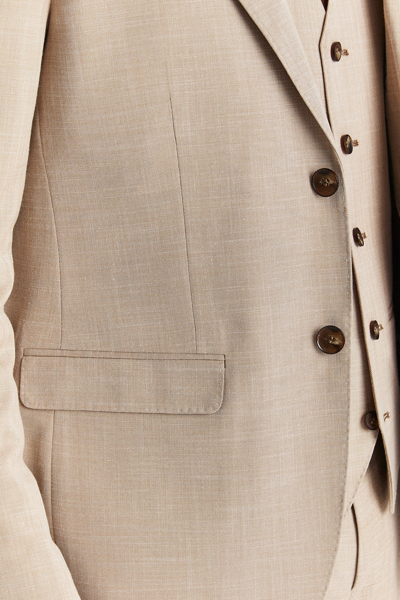 Mens Beige 3 Piece Tweed Check Suit