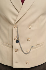 Mens Double Breasted Waistcoat with Chain - Cavani Lennox