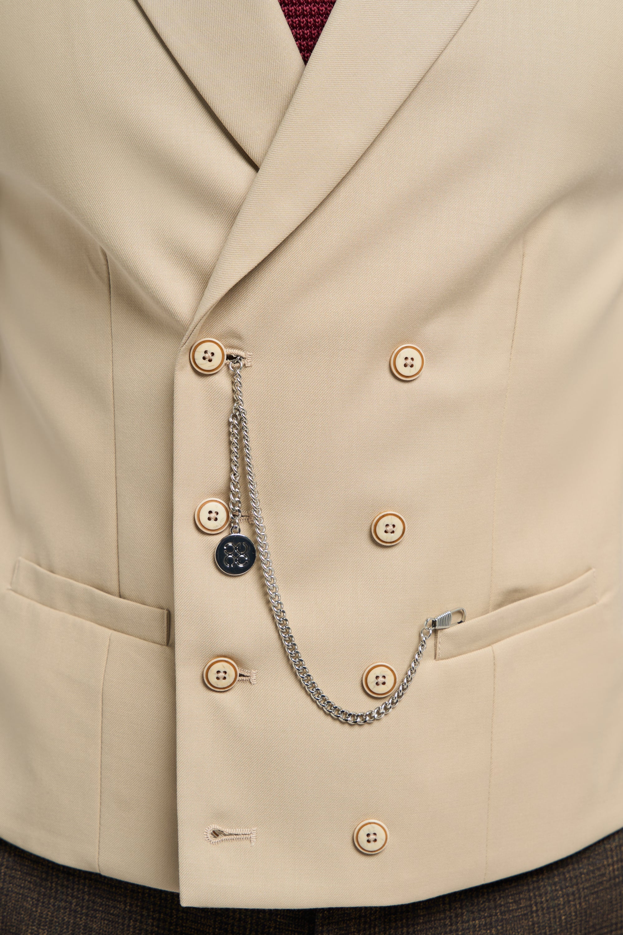 Mens Double Breasted Waistcoat with Chain - Cavani Lennox