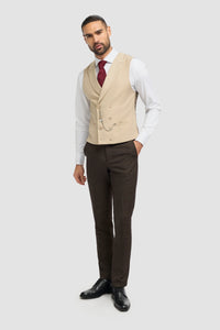 Mens Double Breasted Waistcoat with Chain - Cavani Lennox
