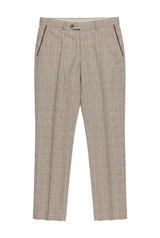 Leo - Men's Beige Checked Trousers