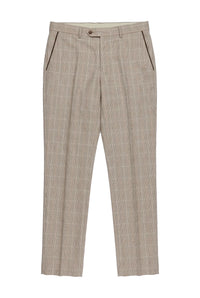 Leo - Men's Beige Checked Trousers