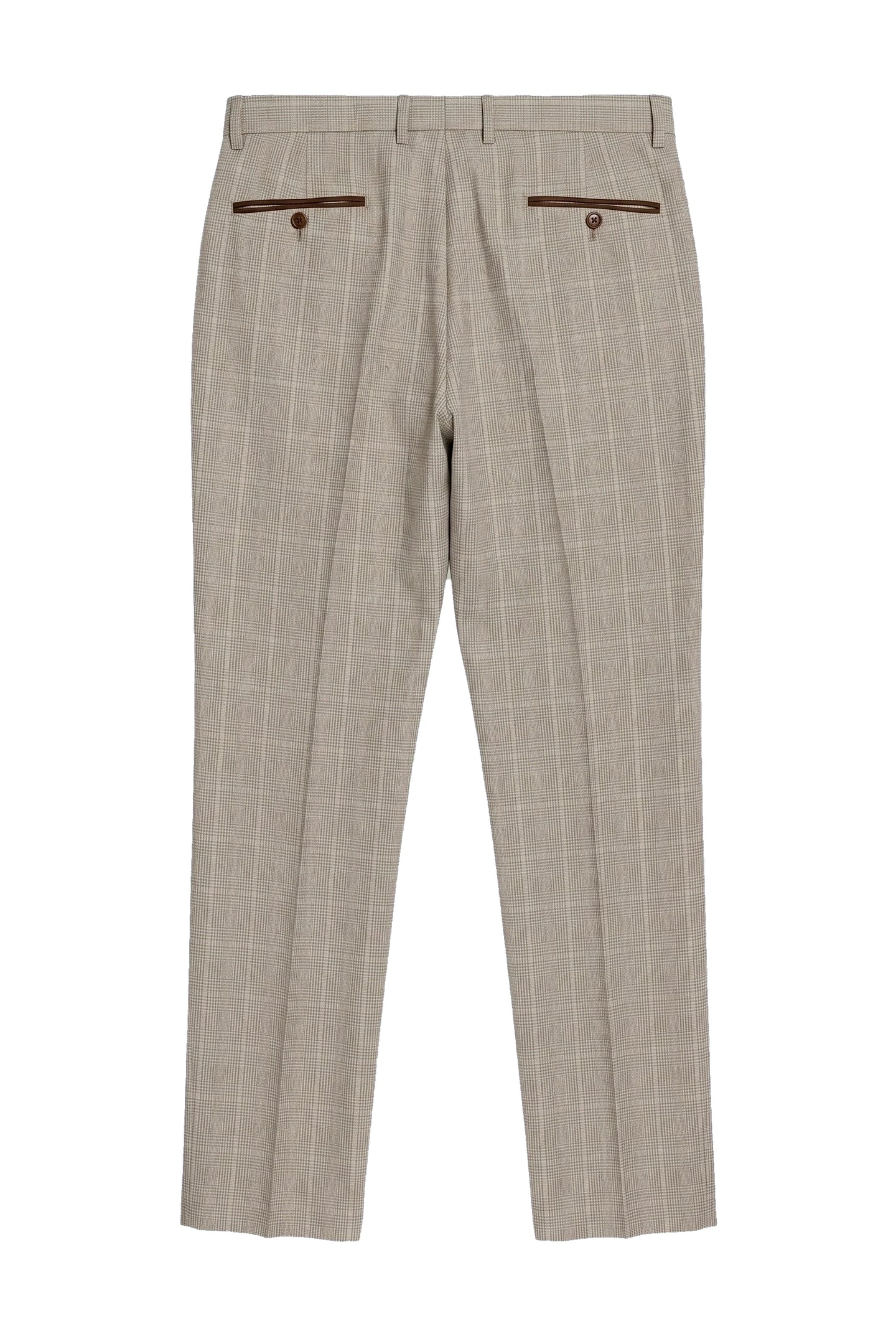 Leo - Men's Beige Checked Trousers