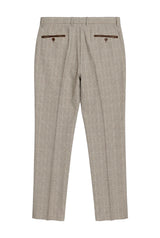 Leo - Men's Beige Checked Trousers