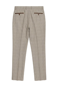 Leo - Men's Beige Checked Trousers
