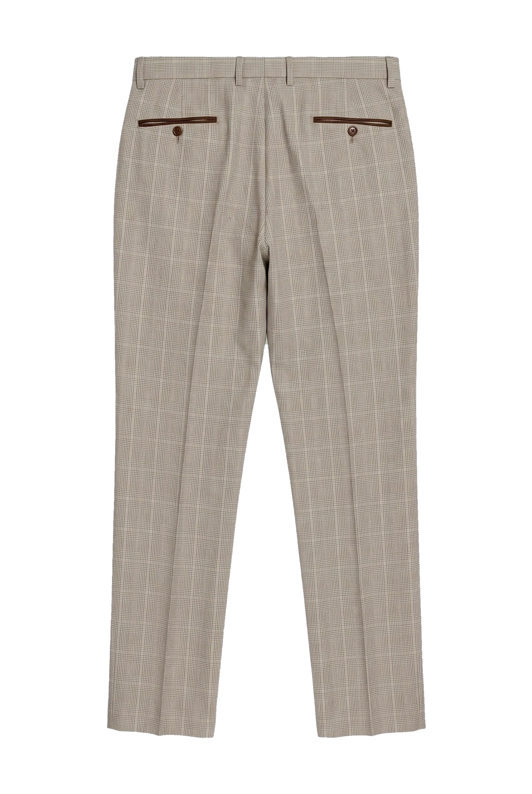 Leo - Men's Beige Checked Trousers