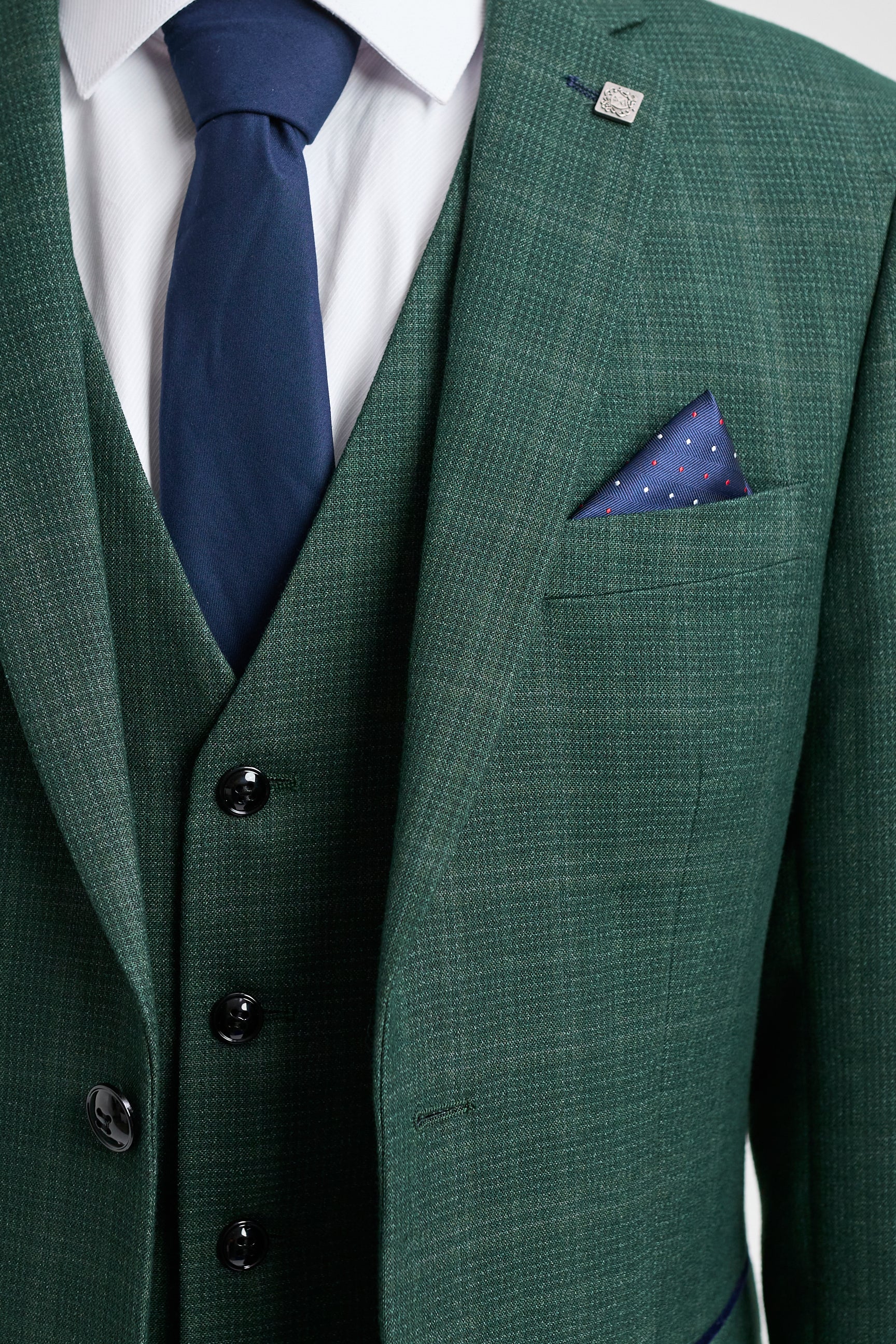 Leo - Men's Green 3 Piece Checked Tailored Fit Suit