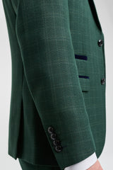 Leo - Men's Green 3 Piece Checked Tailored Fit Suit