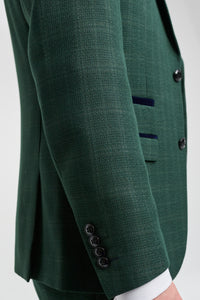 Leo - Men's Green 3 Piece Checked Tailored Fit Suit