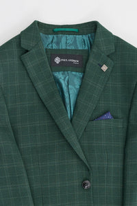 Leo - Men's Green 3 Piece Checked Tailored Fit Suit