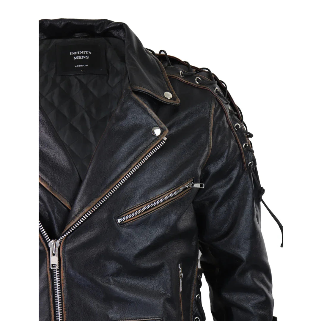 Men's Live To Ride Cow Hide Leather Jacket Original Cross Zip