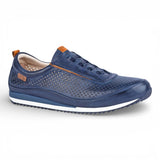 Liverpool - Men's Blue Leather Elastic Slip-on Sneakers